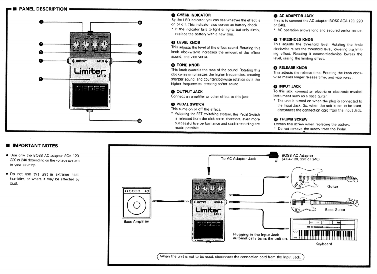 BOSS Limiter ボス リミッター Lm-2 Boss LM-2 Limiter - Pedal on ModularGrid